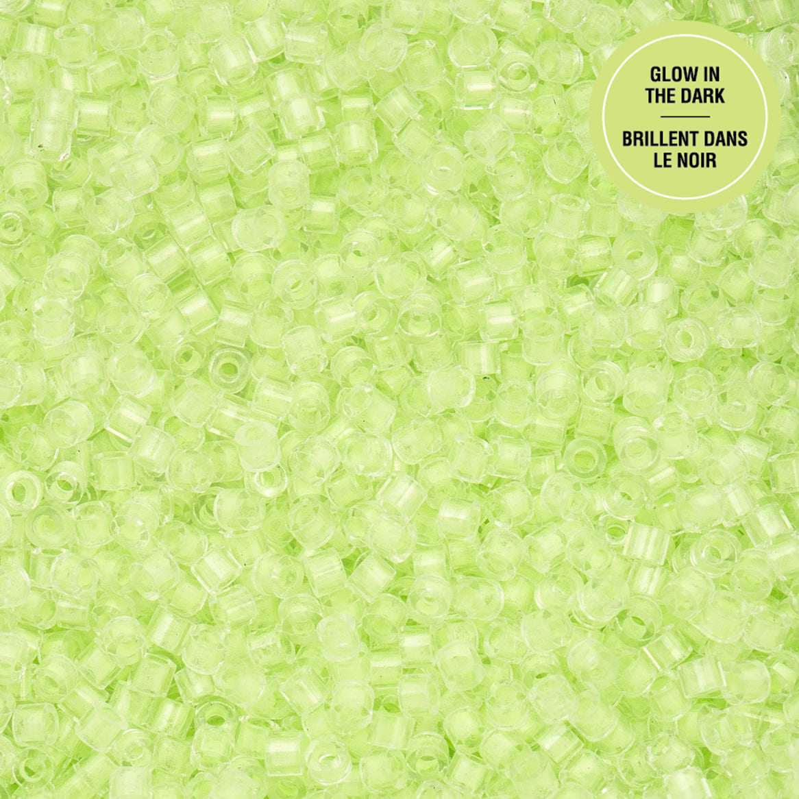 Light Green Glow in the Dark Cylin Beads - 25g Bag