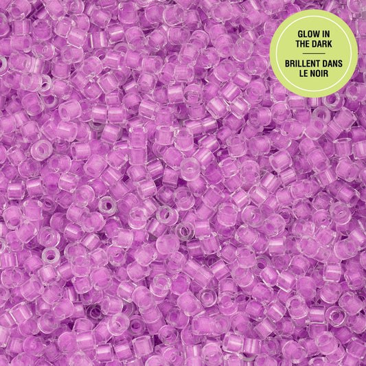 Purple Glow in the Dark Cylin Beads - 25g Bag