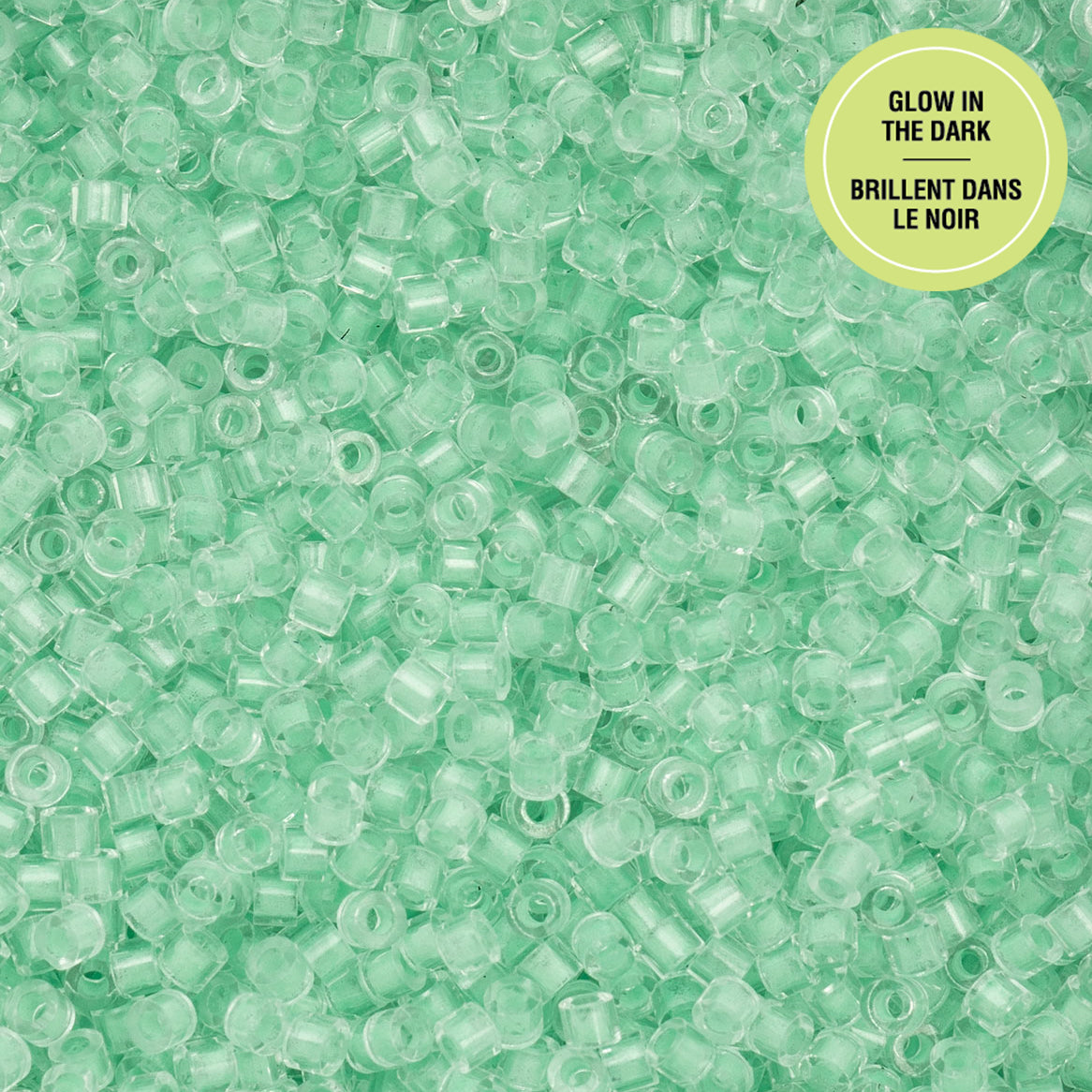 Green Glow in the Dark Cylin Beads - 25g Bag