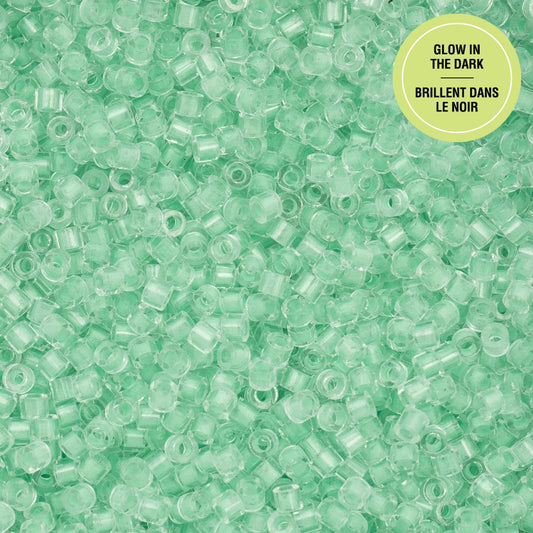 Green Glow in the Dark Cylin Beads - 25g Bag