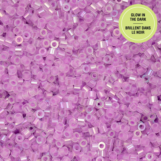Purple AB Glow in the Dark Cylin Beads - 25g Bag