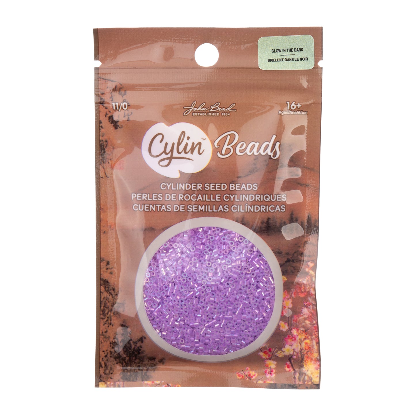 Purple AB Glow in the Dark Cylin Beads - 25g Bag
