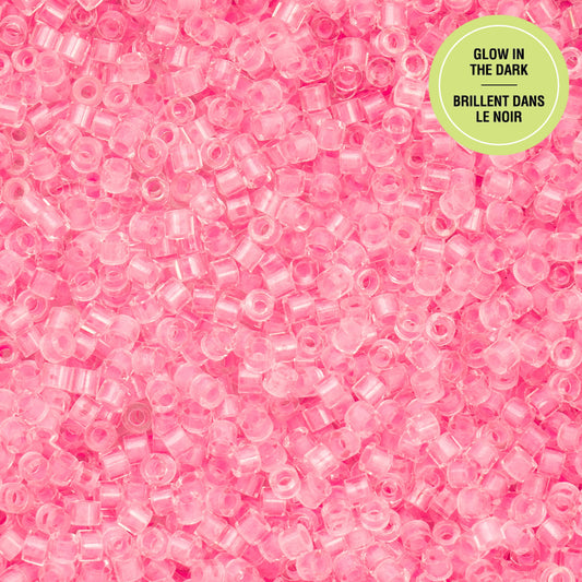 Rose Glow in the Dark Cylin Beads - 25g Bag