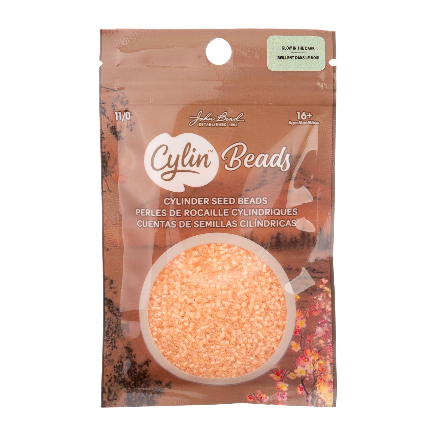 Orange Glow in the Dark Cylin Beads - 25g Bag