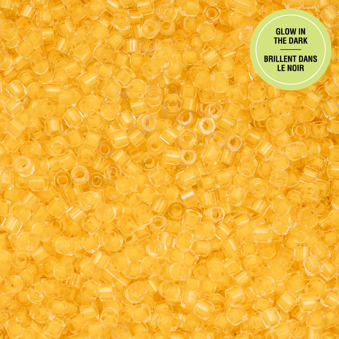 Gold Yellow Glow in the Dark Cylin Beads - 25g Bag