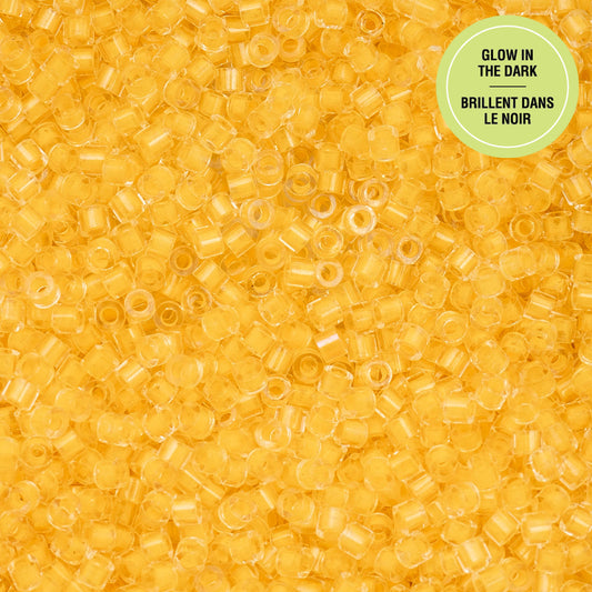 Gold Yellow Glow in the Dark Cylin Beads - 25g Bag
