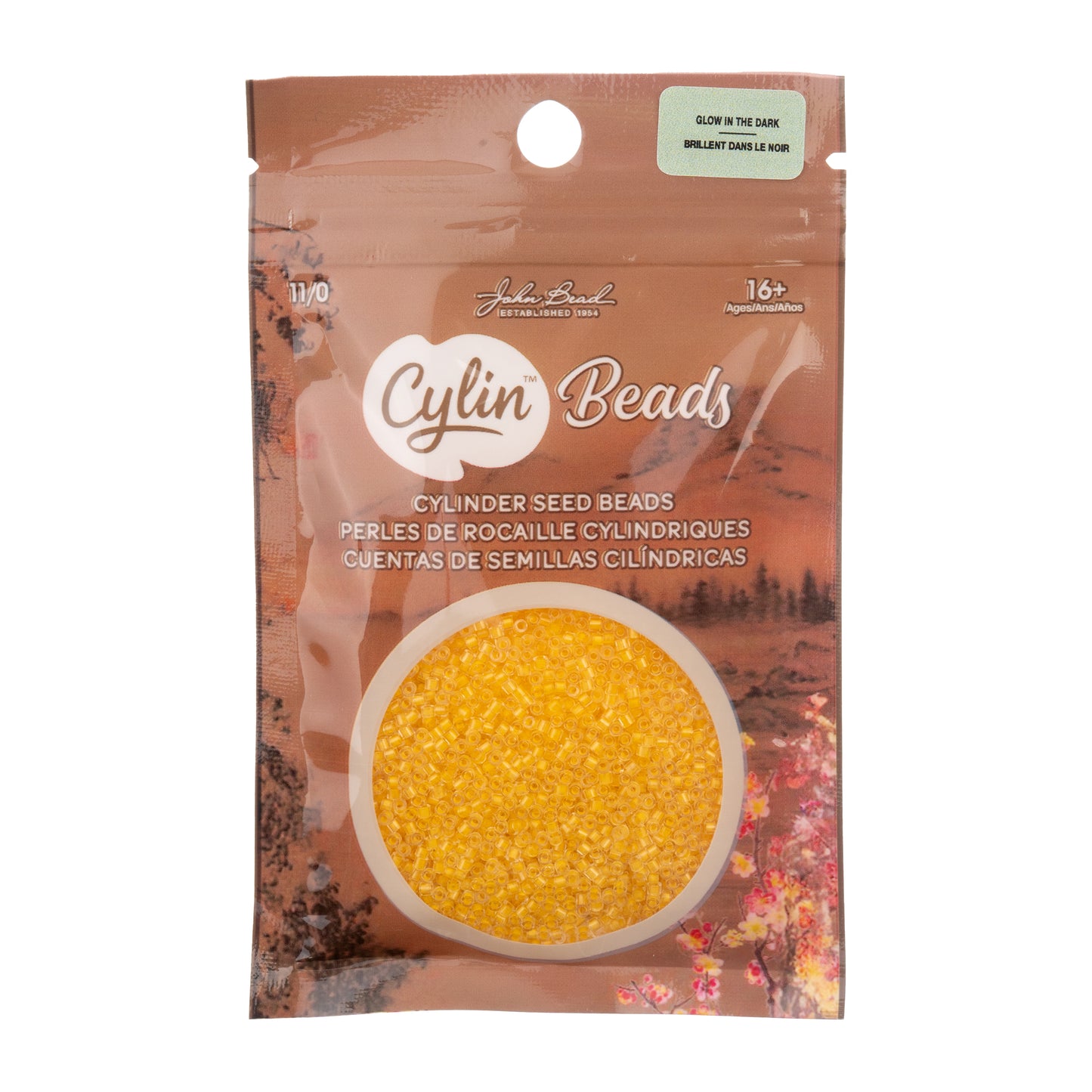 Gold Yellow Glow in the Dark Cylin Beads - 25g Bag