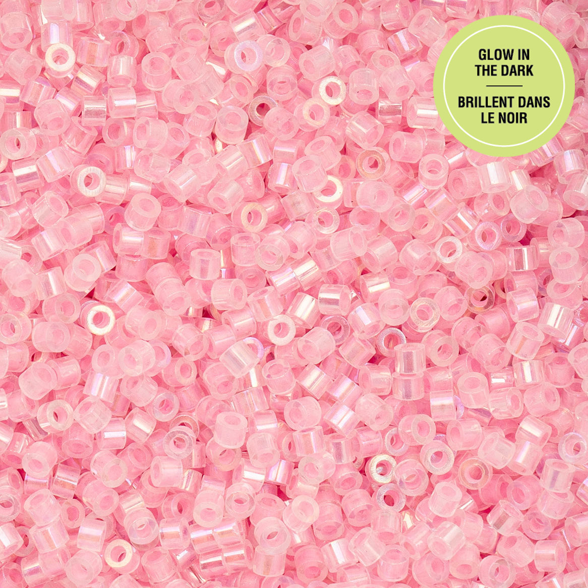 Pink AB Glow in the Dark Cylin Beads - 25g Bag