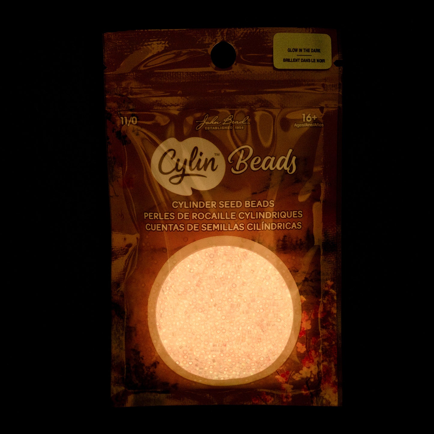 Pink AB Glow in the Dark Cylin Beads - 25g Bag