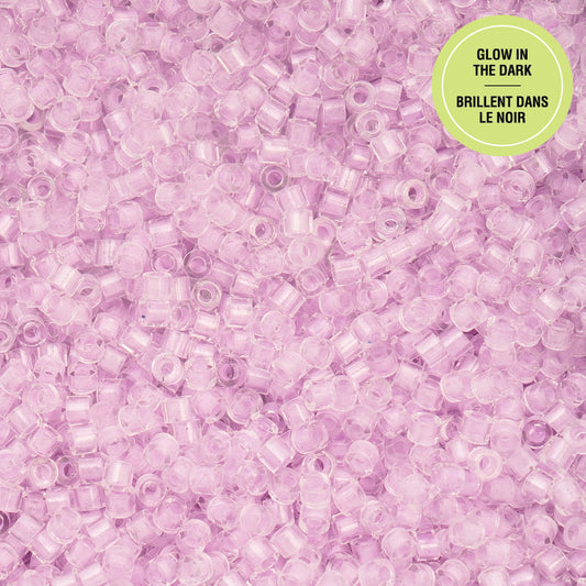 Violet Glow in the Dark Cylin Beads - 25g Bag