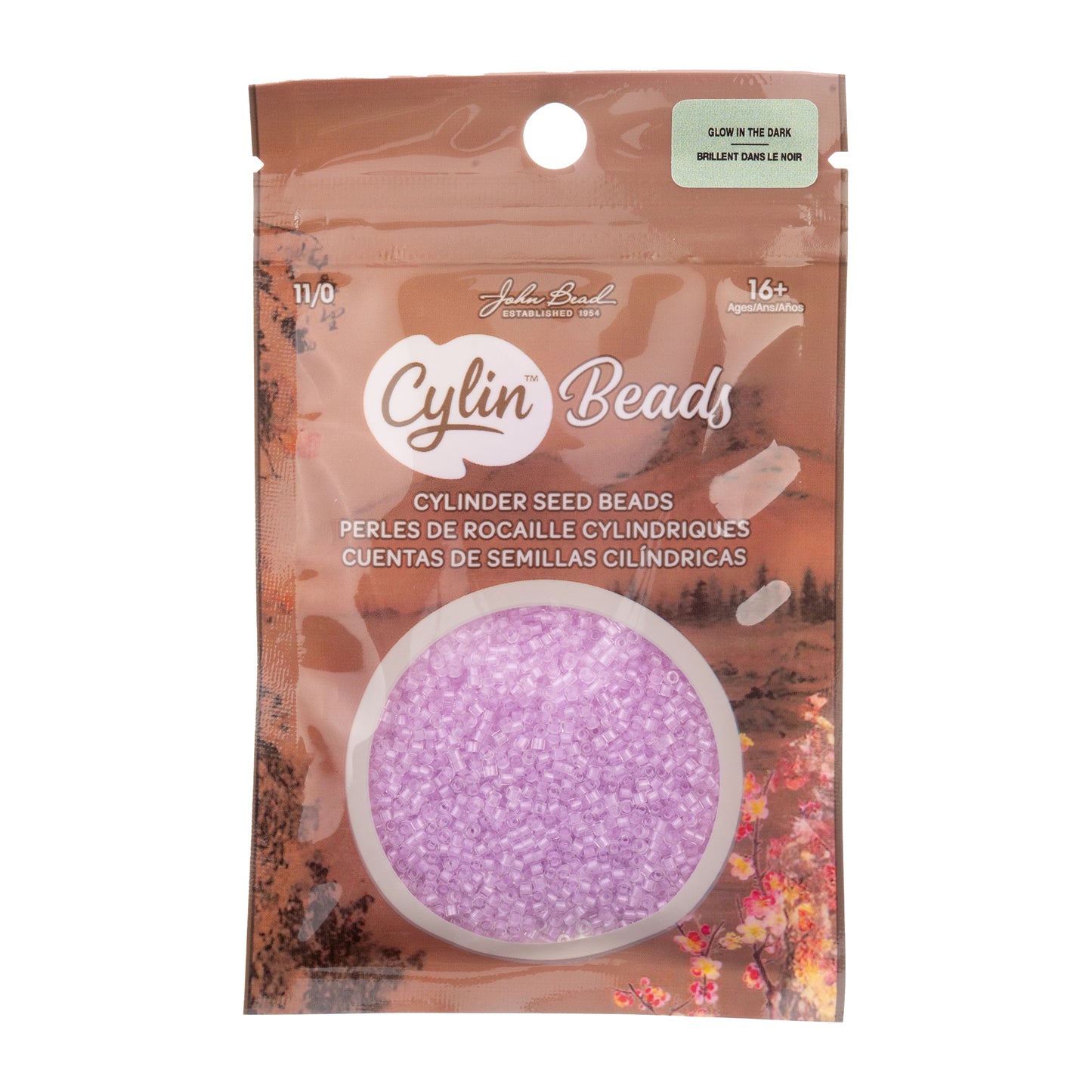 Violet Glow in the Dark Cylin Beads - 25g Bag