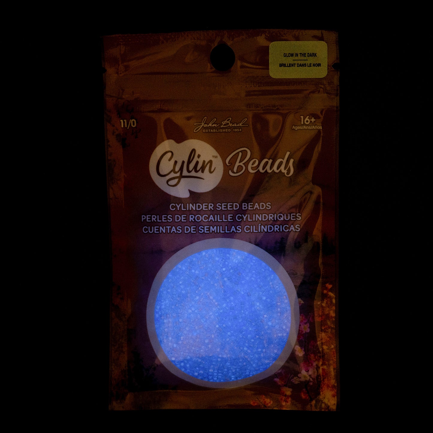 Violet Glow in the Dark Cylin Beads - 25g Bag