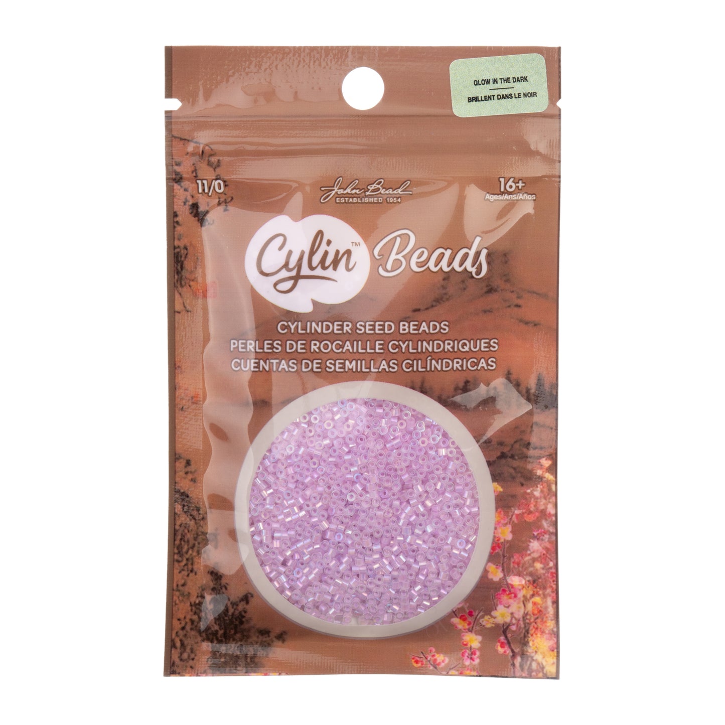 Violet AB Glow in the Dark Cylin Beads - 25g Bag
