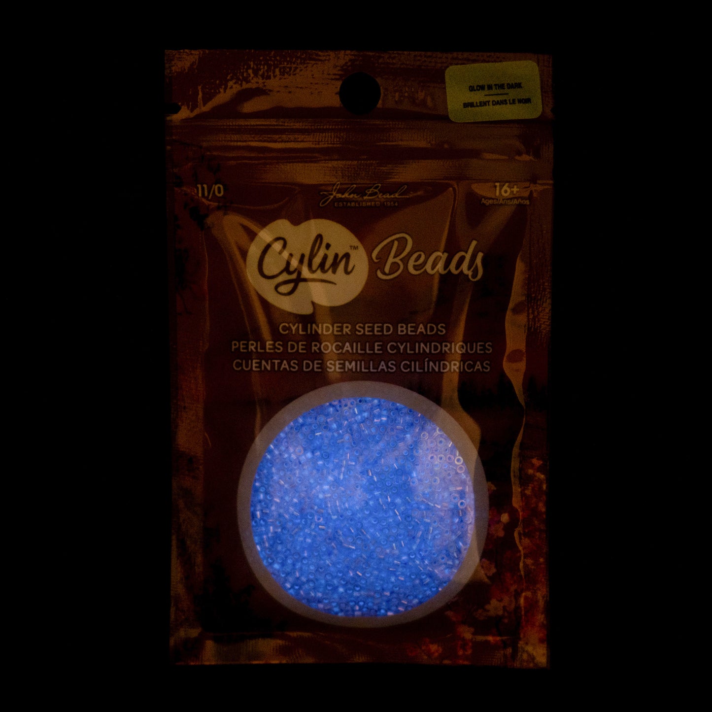 Violet AB Glow in the Dark Cylin Beads - 25g Bag