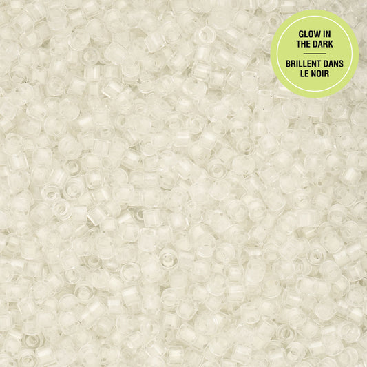 White to Green Glow in the Dark Cylin Beads - 25g Bag