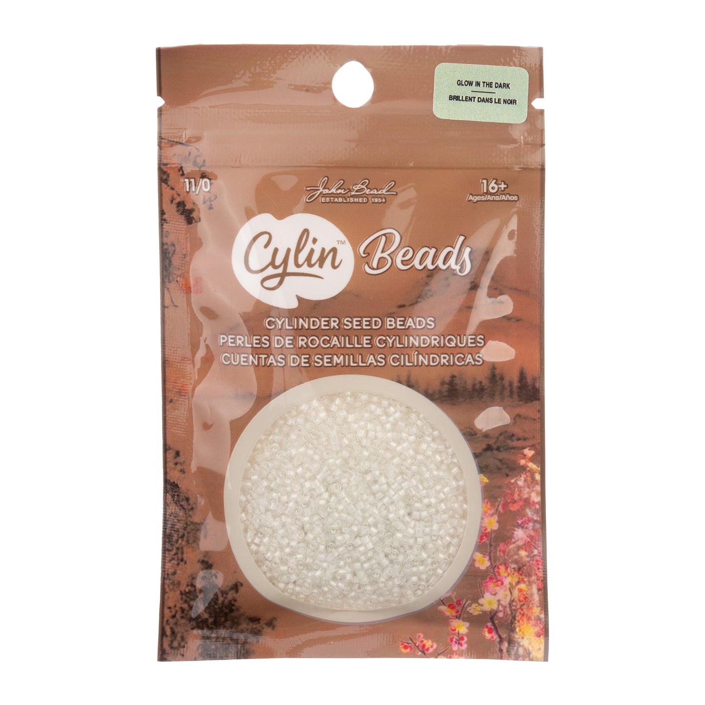 White to Green Glow in the Dark Cylin Beads - 25g Bag