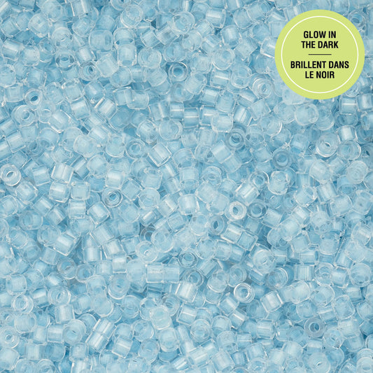 Blue Glow in the Dark Cylin Beads - 25g Bag