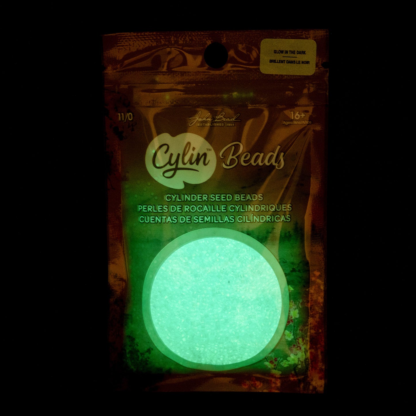 Blue Glow in the Dark Cylin Beads - 25g Bag