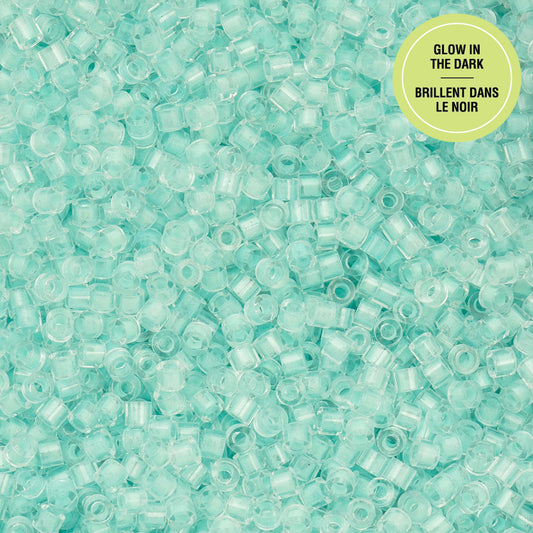 Turquoise Glow in the Dark Cylin Beads - 25g Bag
