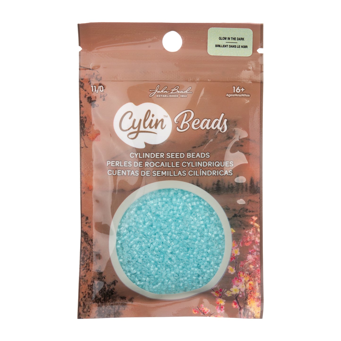 Turquoise Glow in the Dark Cylin Beads - 25g Bag