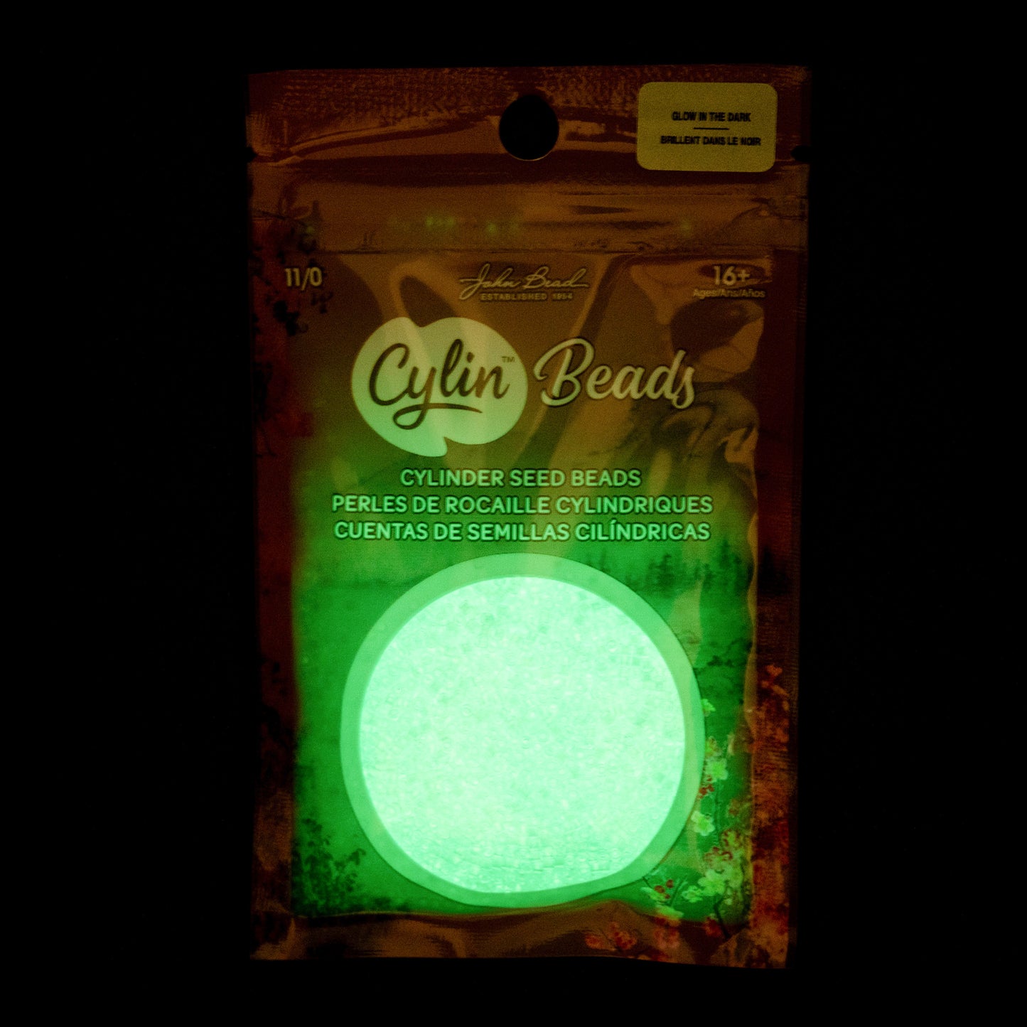 Turquoise Glow in the Dark Cylin Beads - 25g Bag