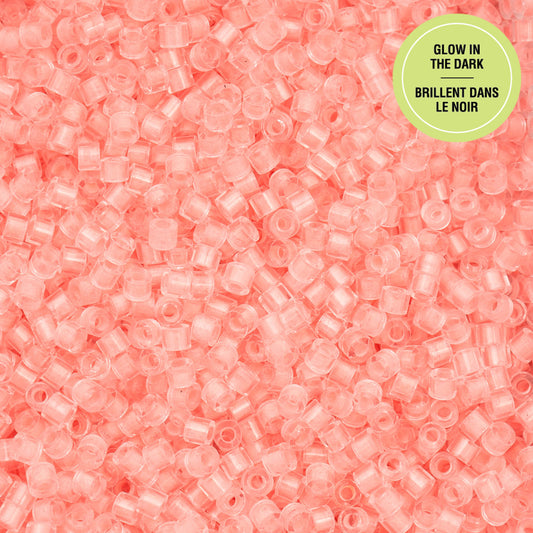 Coral Glow in the Dark Cylin Beads - 25g Bag
