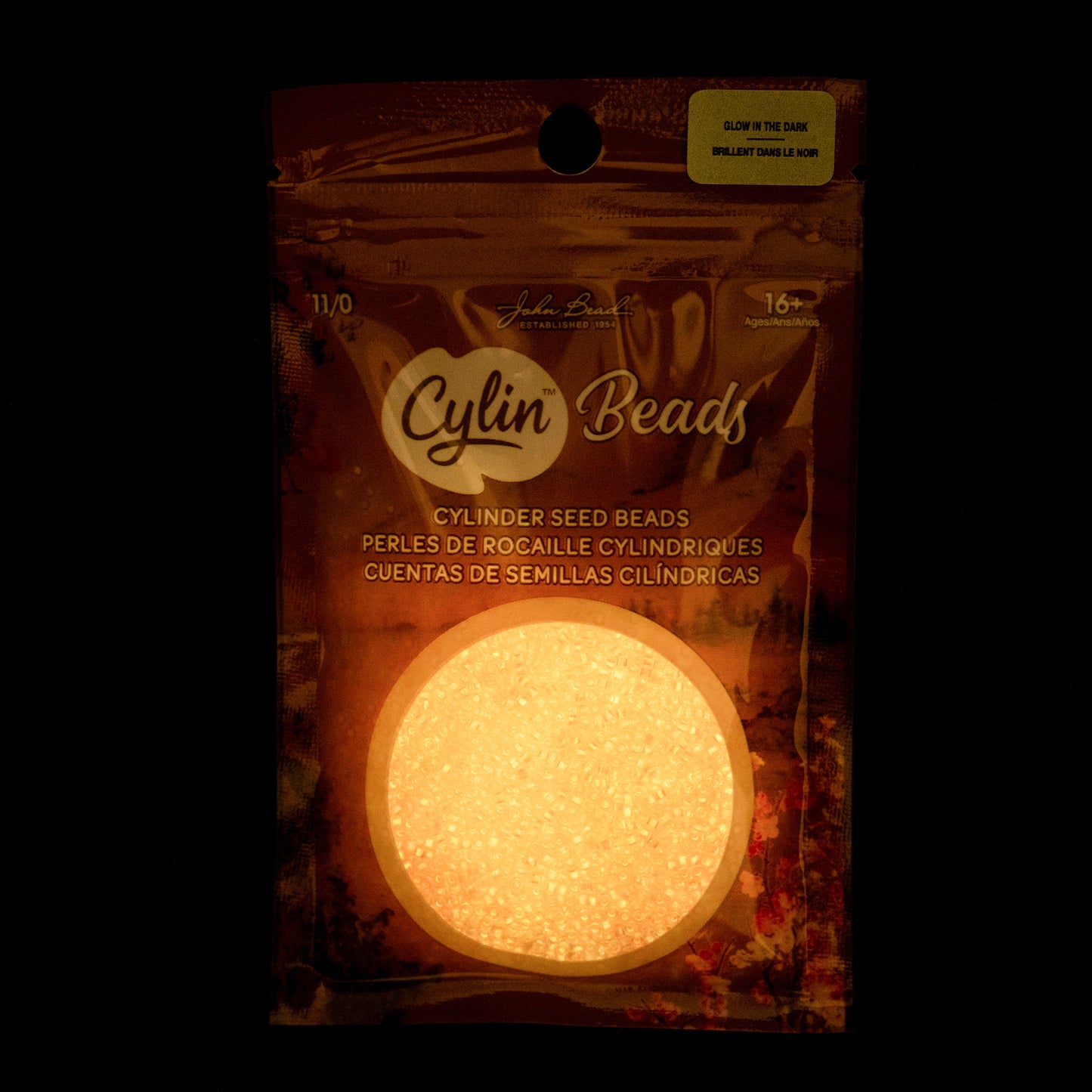 Coral Glow in the Dark Cylin Beads - 25g Bag
