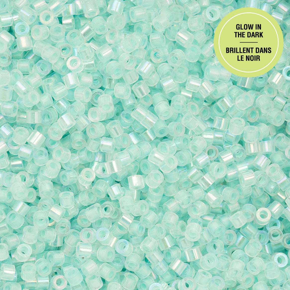 Turquoise AB Glow in the Dark Cylin Beads - 25g Bag