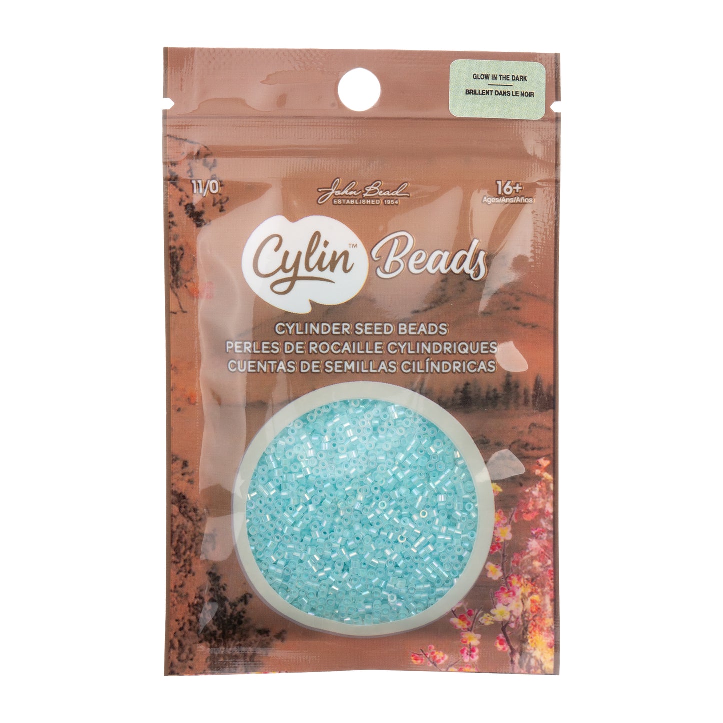 Turquoise AB Glow in the Dark Cylin Beads - 25g Bag
