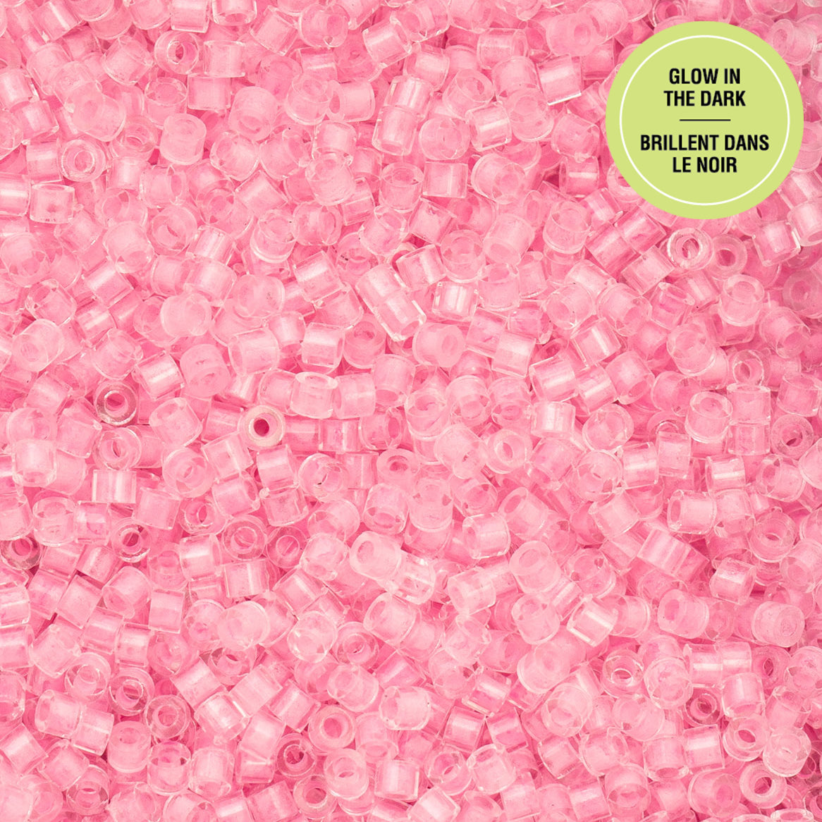 Pink Glow in the Dark Cylin Beads - 25g Bag