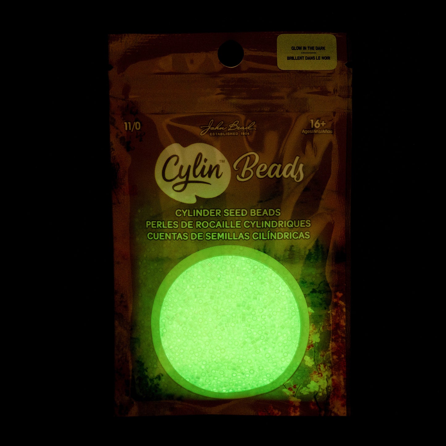 Light Green AB Glow in the Dark Cylin Beads - 25g Bag