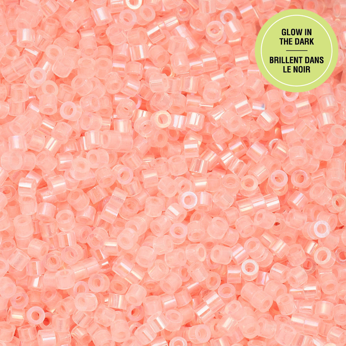 Coral AB Glow in the Dark Cylin Beads - 25g Bag