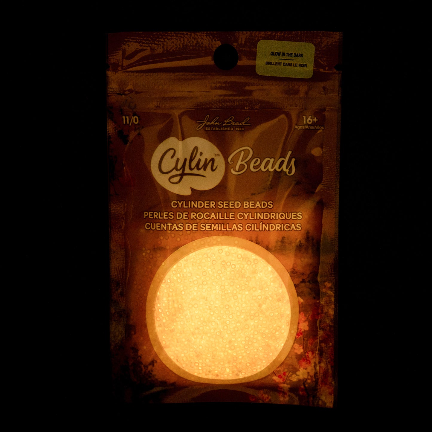 Coral AB Glow in the Dark Cylin Beads - 25g Bag