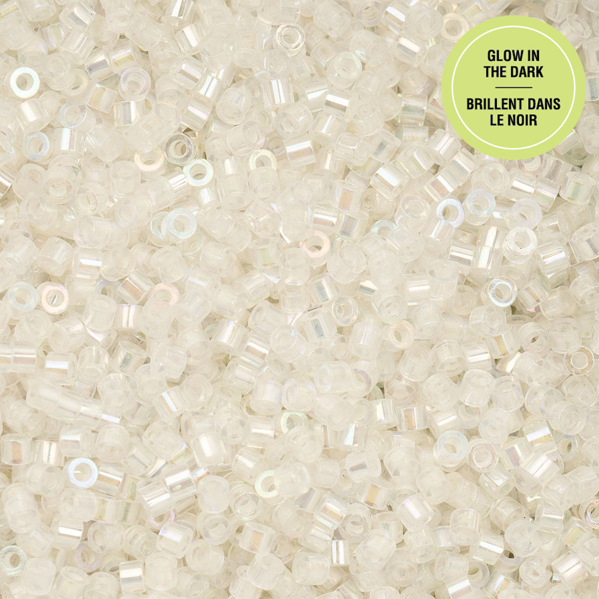 White to Sky AB Glow in the Dark Cylin Beads - 25g Bag