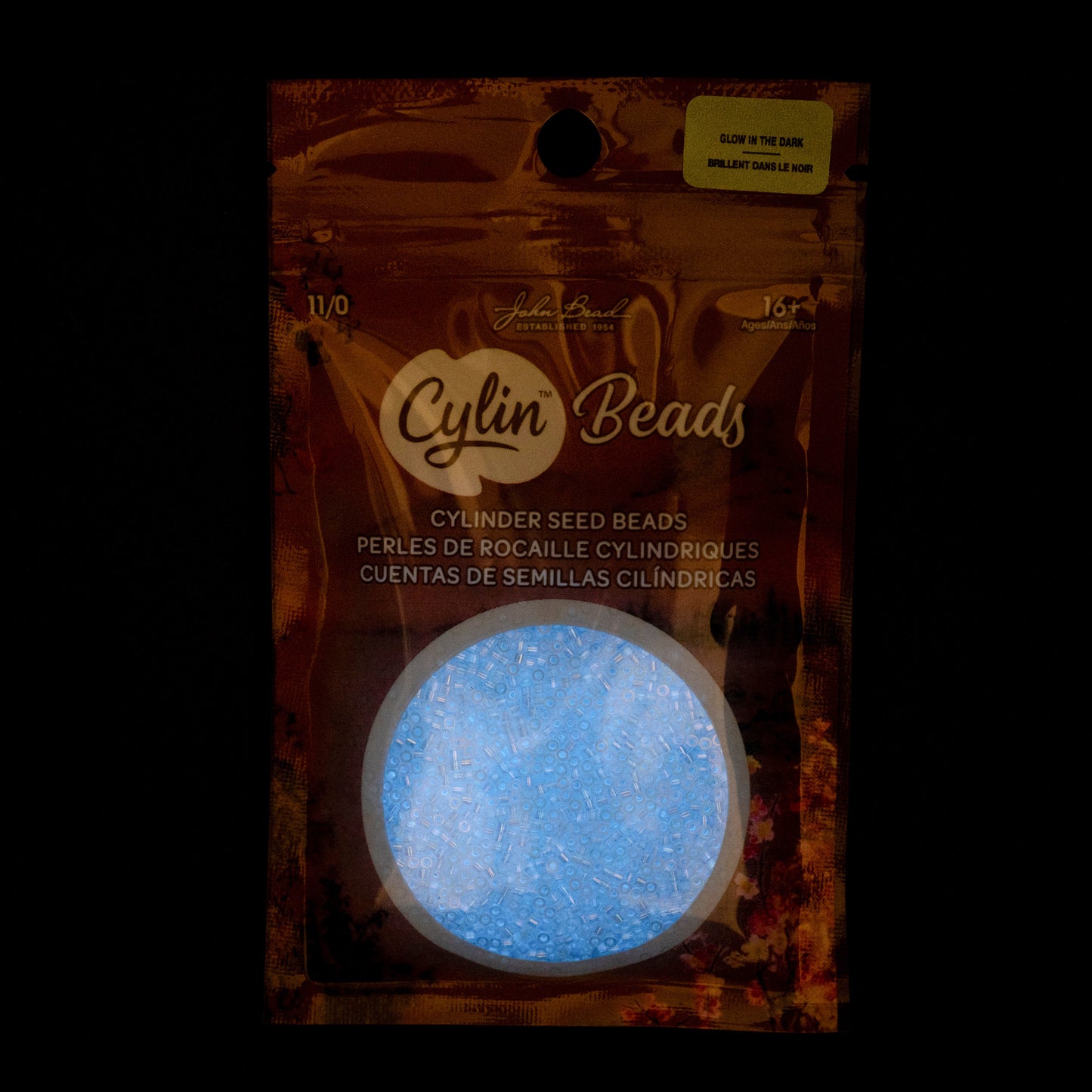 White to Sky AB Glow in the Dark Cylin Beads - 25g Bag