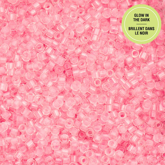Pink Neon Glow in the Dark Cylin Beads - 25g Bag