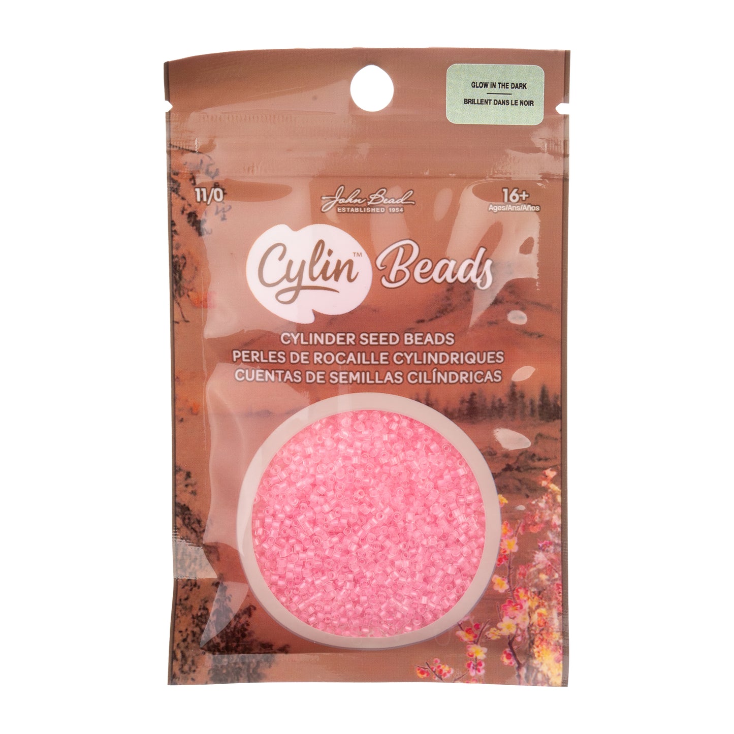 Pink Neon Glow in the Dark Cylin Beads - 25g Bag