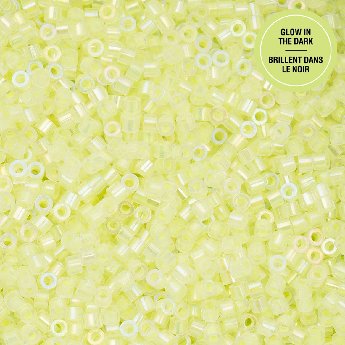 Yellow Neon AB Glow in the Dark Cylin Beads - 25g Bag