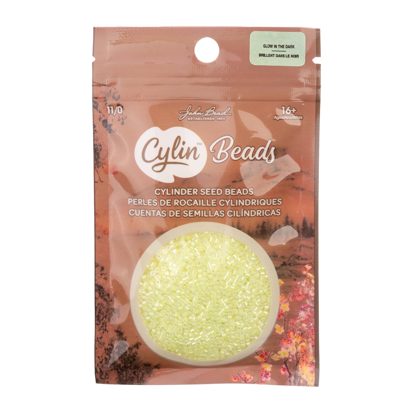Yellow Neon AB Glow in the Dark Cylin Beads - 25g Bag