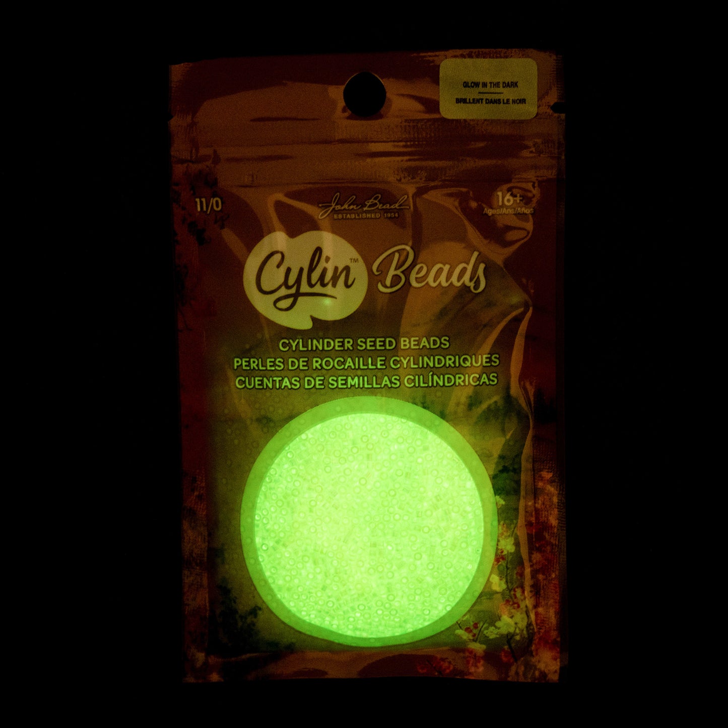 Yellow Neon AB Glow in the Dark Cylin Beads - 25g Bag