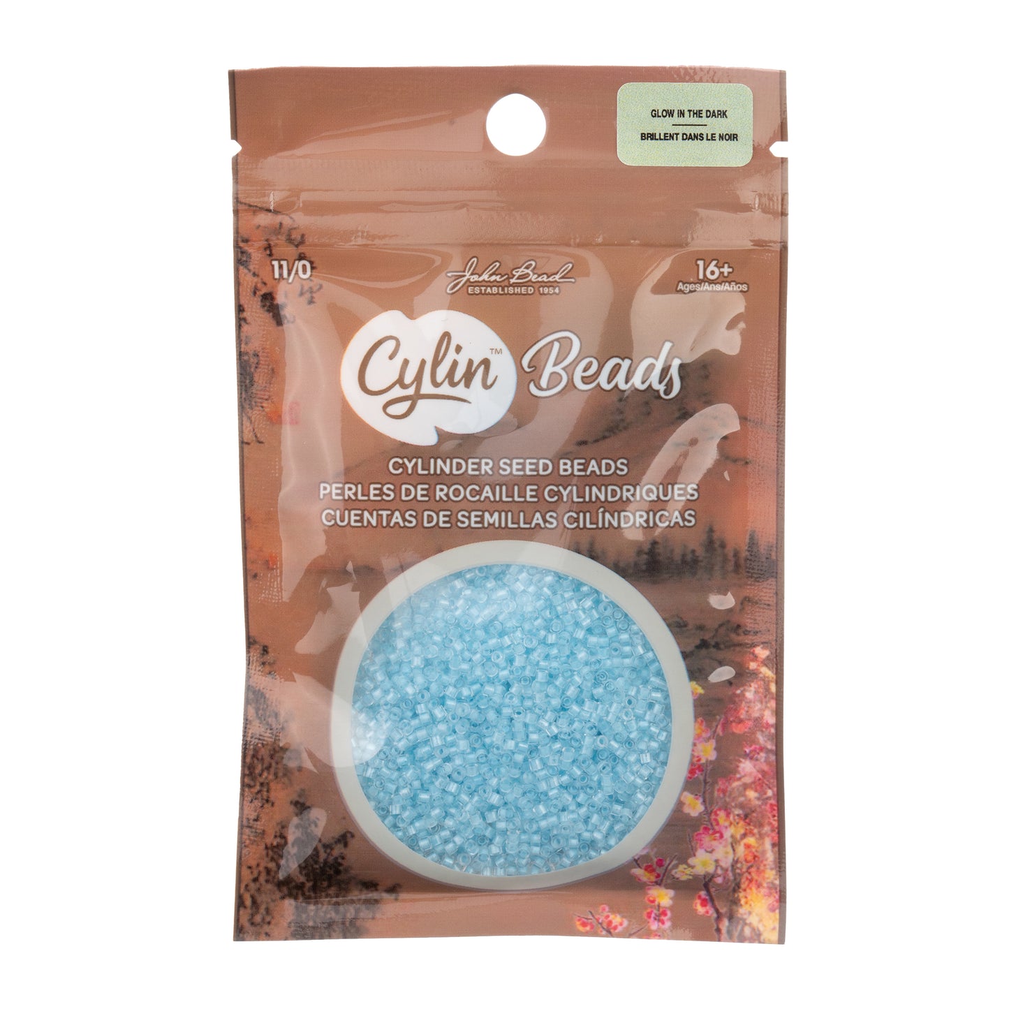 Sky Glow in the Dark Cylin Beads - 25g Bag