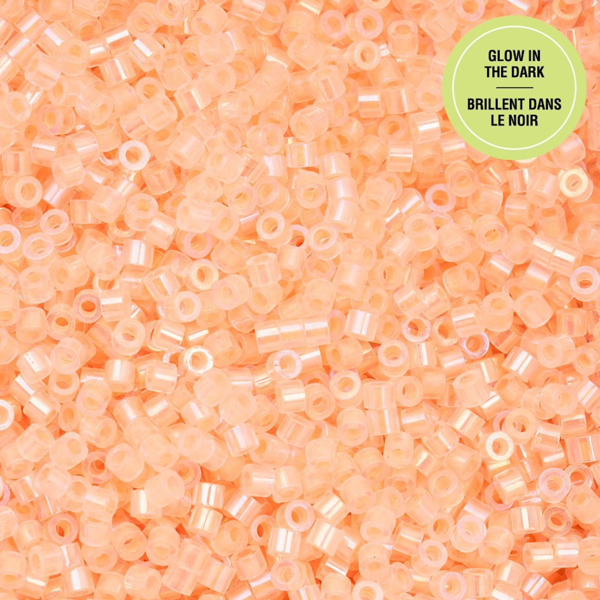Orange AB Glow in the Dark Cylin Beads - 25g Bag