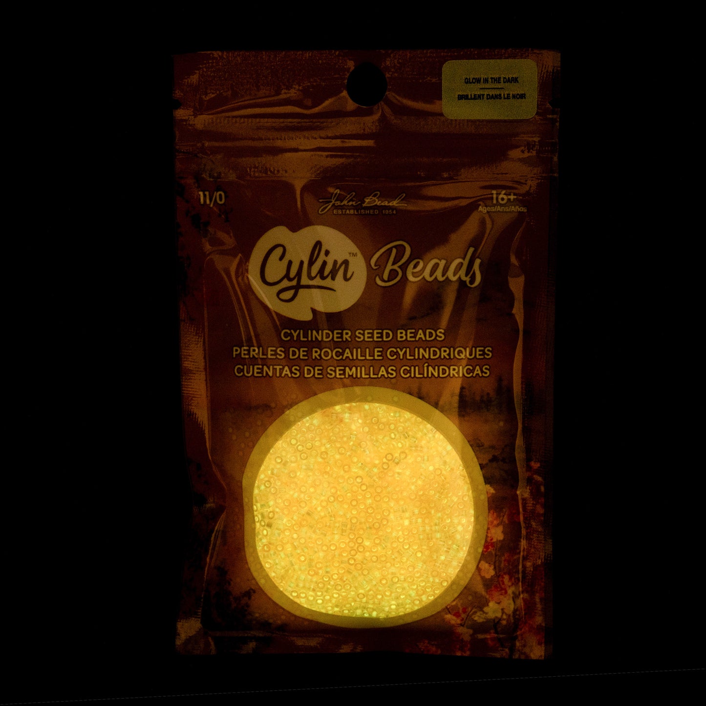 Orange AB Glow in the Dark Cylin Beads - 25g Bag