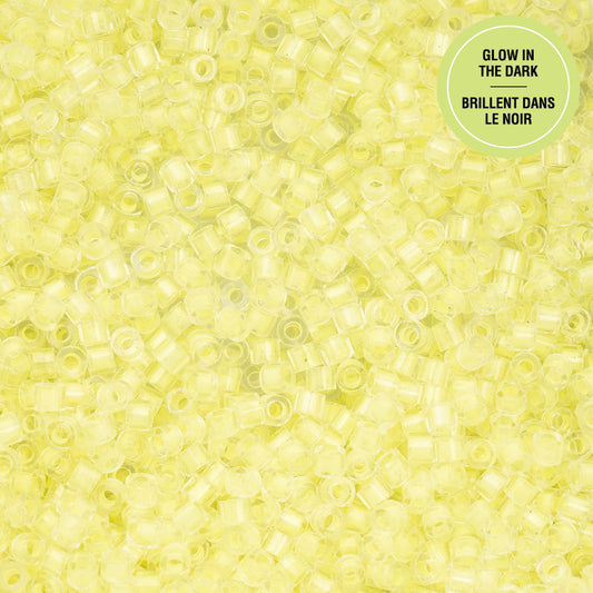 Yellow Glow in the Dark Cylin Beads - 25g Bag