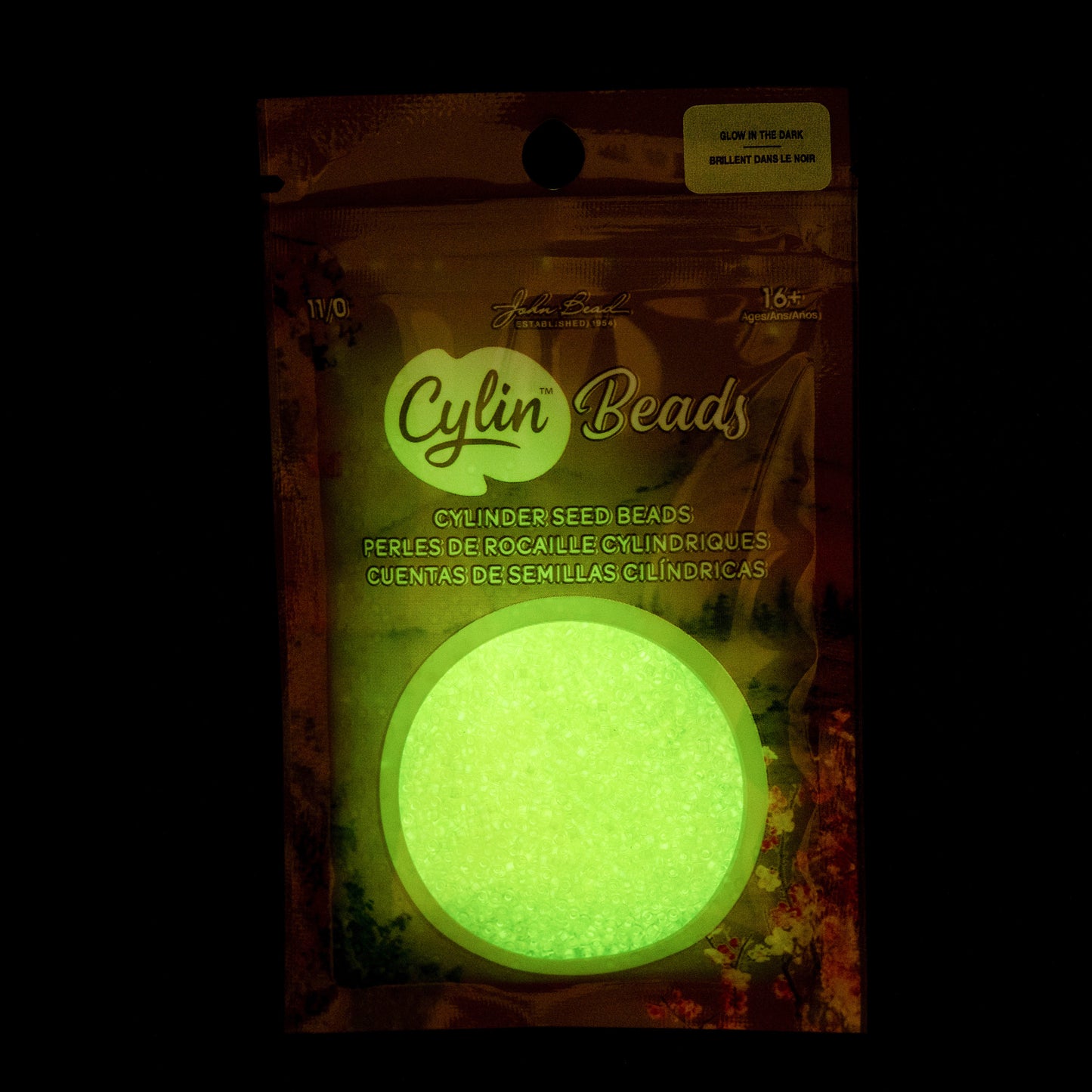 Yellow Glow in the Dark Cylin Beads - 25g Bag