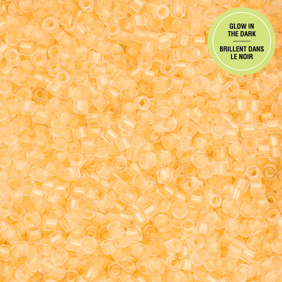 Light Yellow Glow in the Dark Cylin Beads - 25g Bag
