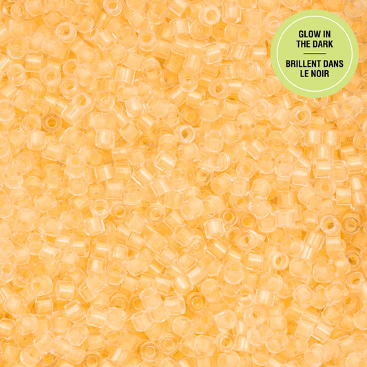Light Yellow Glow in the Dark Cylin Beads - 25g Bag