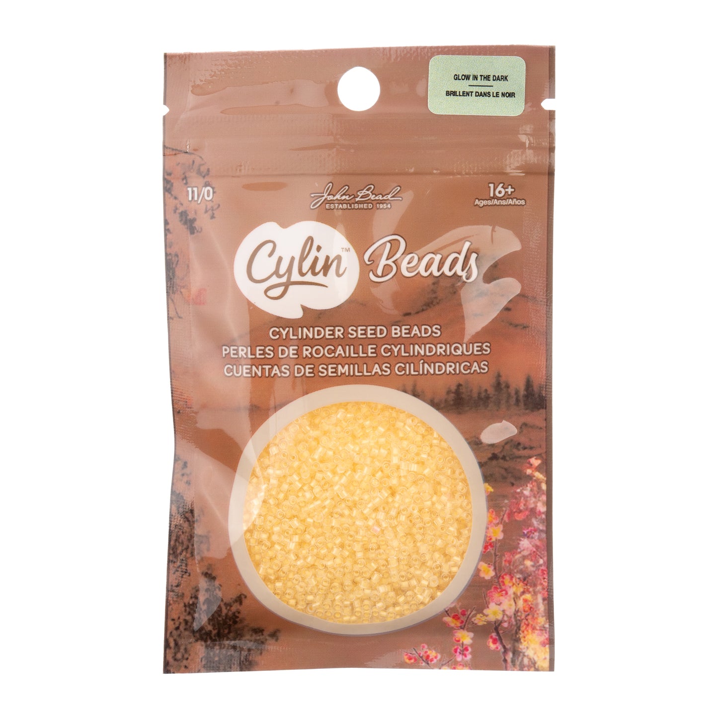 Light Yellow Glow in the Dark Cylin Beads - 25g Bag