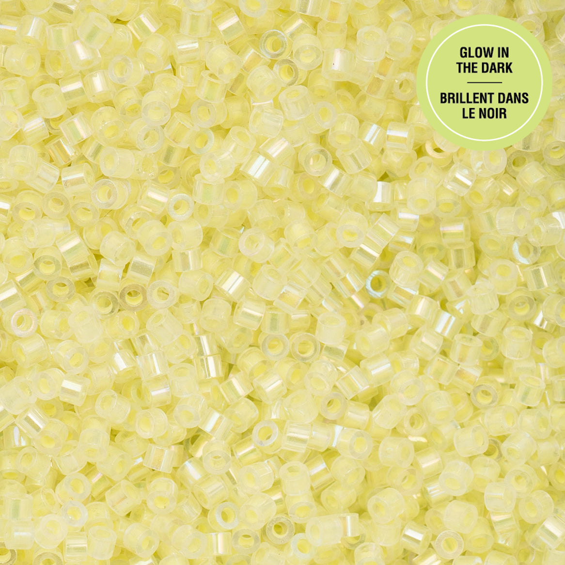 Yellow AB Glow in the Dark Cylin Beads - 25g Bag