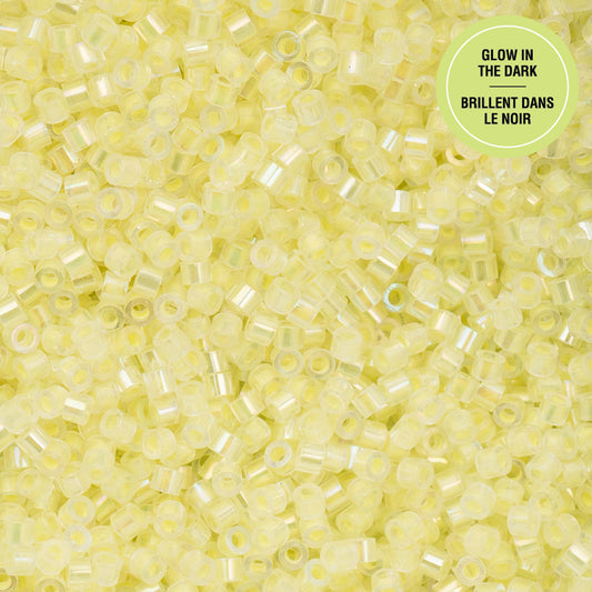 Yellow AB Glow in the Dark Cylin Beads - 25g Bag